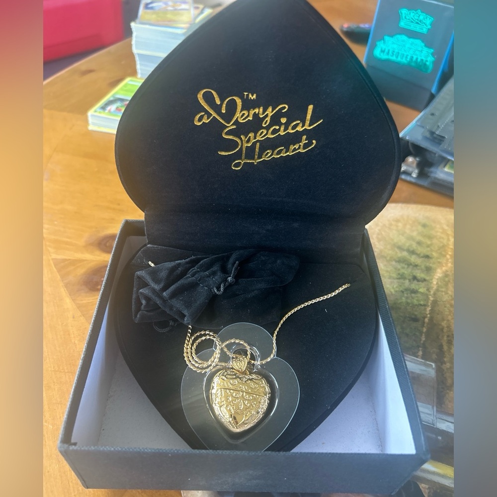 A Very Special Heart GOLD Tone Pendant Locket Box Holder with USB KEY FOB